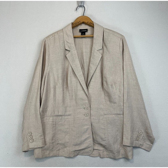 Lane Bryant Jackets & Blazers - LANE BRYANT 100% Linen‎ Lightweight Jacket Womens 28 Beige Blazer Unlined